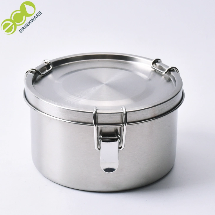 GF007 700ml 304 Stainless Steel Round Durable Food Freshness Preservation Lunch Box with Buckles for Kitchen