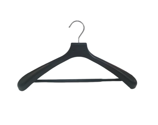 カスタマイズされたOEMワイドショルダーコートハンガーは、高級コート/ダウンジャケット/衣類/ドレス/パンツ用の滑り止め射出成形プラスチック製です。
